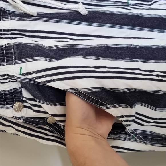 French star overalls, vintage, 90's,blue denim look & white stripes, size L - Picture 3 of 13